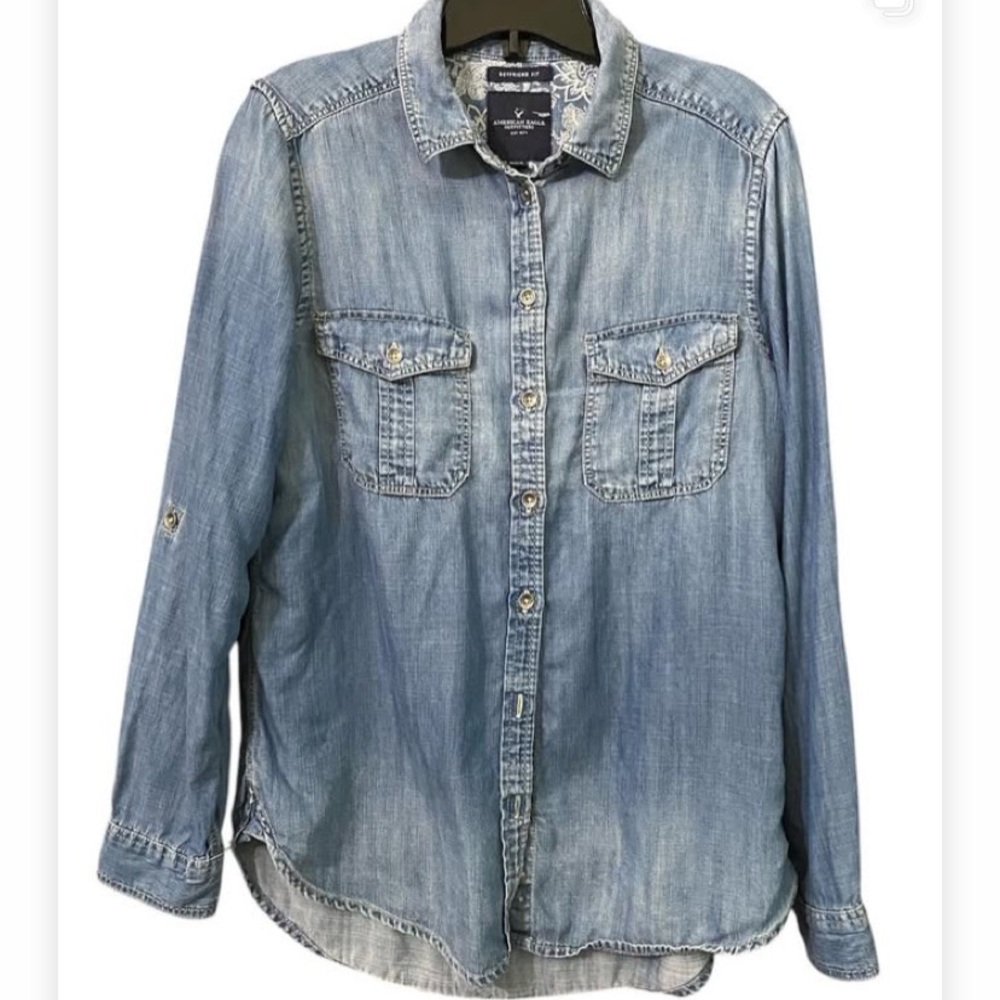 American Eagle Denim Button-Up Shirt